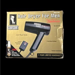 NEW NOS Vtg Consort by Sunbeam Hair Dryer for Men Kit without hair spray  1996